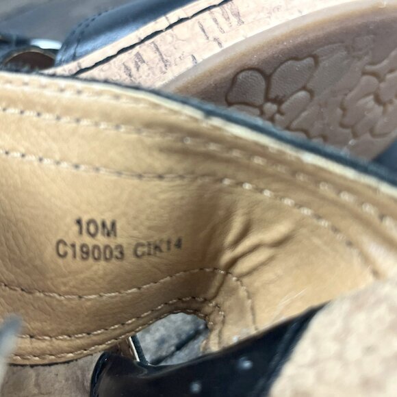 BOC Born Concept Womens Zee Sandal 10M Black Leather Wedge Heel Platform Slide - Picture 4 of 8